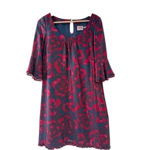 Juicy Couture Silk Floral Bell Sleeve Dress